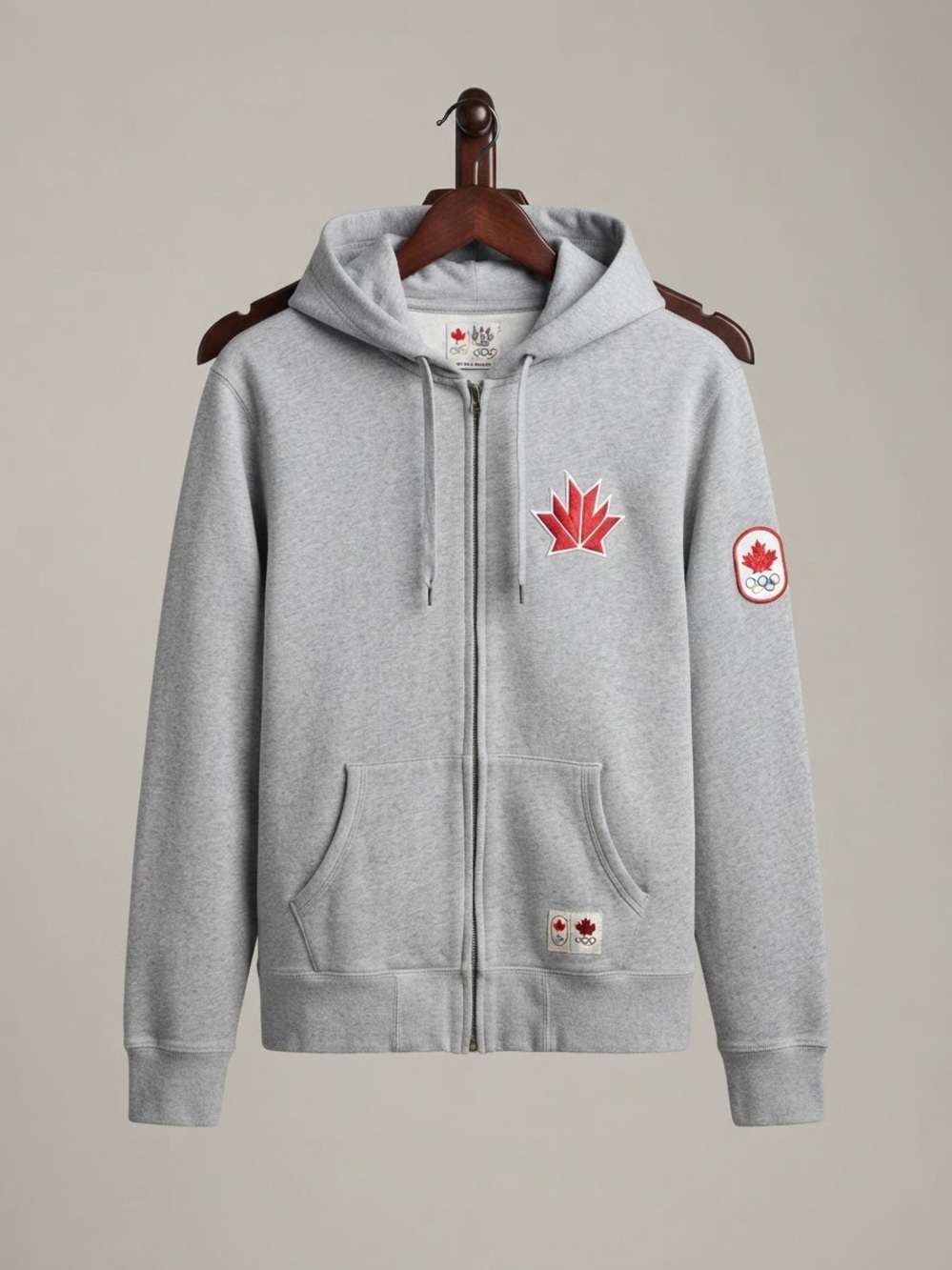 HSBC Team Canada Olympic Full-Zip Hoodie – Grey with Maple Leaf Patches